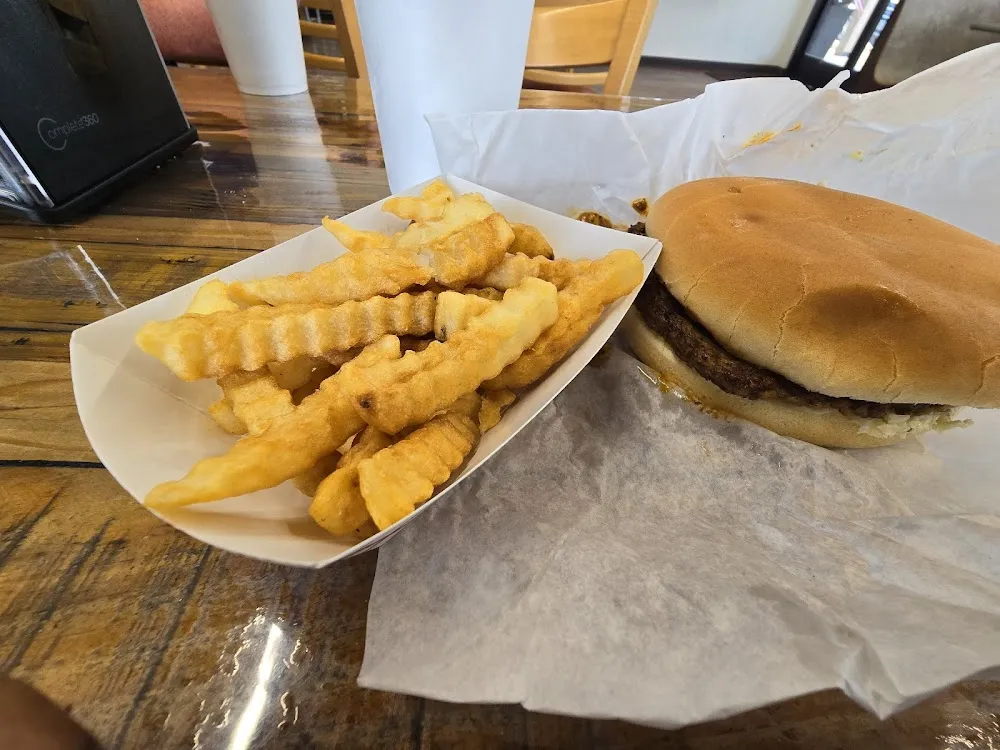 Chili Burger and Fries