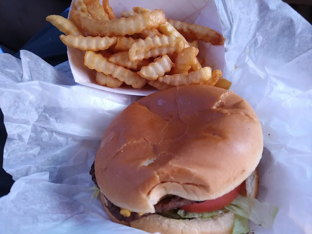Regular Chuck Cheeseburger and Fries